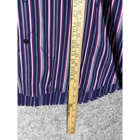 Express Modern Fit Striped Button Up Dress Shirt Mens Large Stretch Pink Blue - Picture 15 of 15